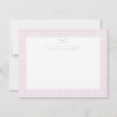 Pink Gingham Kinderzimmer Note Card Ankündigung (Vorderseite)