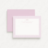Pink Gingham Kinderzimmer Note Card Ankündigung