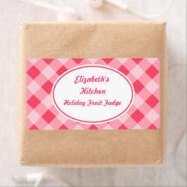 Pink Gingham Kitchen Labels