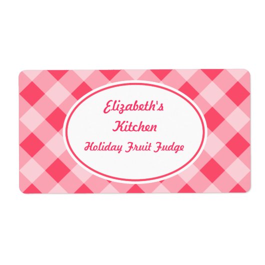 Pink Gingham Kitchen Labels (Vorne)