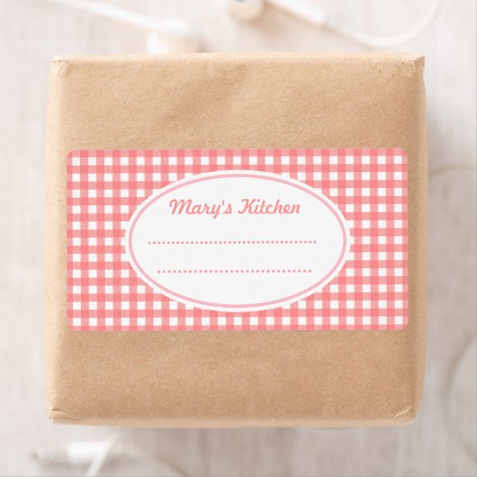 Pink Gingham Kitchen Labels (Insitu)