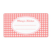 Pink Gingham Kitchen Labels (Vorne)