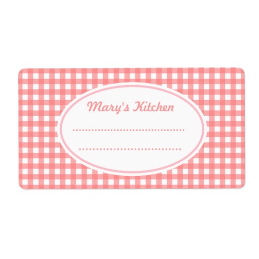 Pink Gingham Kitchen Labels (Vorne)