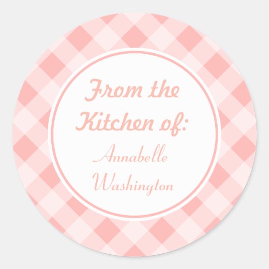 Pink Gingham Kitchen Stickers (Vorderseite)