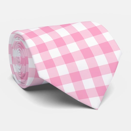 Pink Gingham Krawatte (Gerollt)
