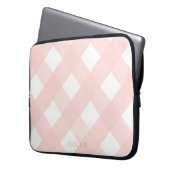 Pink Gingham Laptop Sleeve 15" Personalisiert (Vorderseite Links)