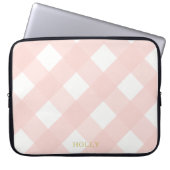 Pink Gingham Laptop Sleeve 15" Personalisiert (Vorderseite)