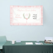 Pink Gingham Laurel Wappen Birthday Banner (Messeveranstaltung)