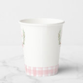 Pink Gingham Laurel Wappen Cups Pappbecher (Rechts)