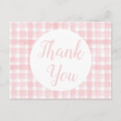 Pink Gingham Laurel Wappen Postkarten (Vorderseite)