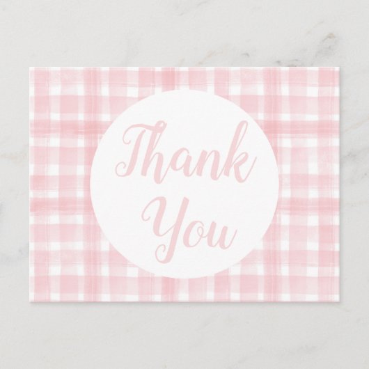 Pink Gingham Laurel Wappen Postkarten (Vorderseite)