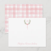 Pink Gingham Laurel Wappen Vielen Dank Dankeskarte (Vorne/Hinten)