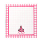 Pink Gingham Lehrer Notepad Notizblock (Vorderseite)