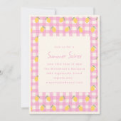 Pink Gingham Lemon Fruit Summer Soiree Party  Einladung (Vorderseite)