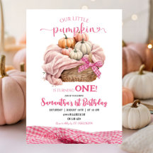 Pink Gingham Little Pumpkin Birthday