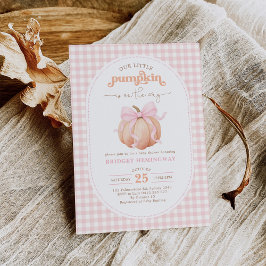 Pink Gingham Little Pumpkin Girl Baby Dusche Einladung
