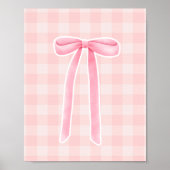 Pink Gingham Long Ribbon Bow Nursery Wall Art Baby Poster (Vorne)