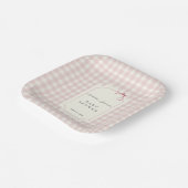 Pink Gingham mit Bow Baby Dusche Pappteller (Gewinkelt)