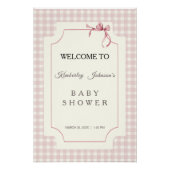 Pink Gingham mit Bow Baby Dusche Poster (Vorderseite)