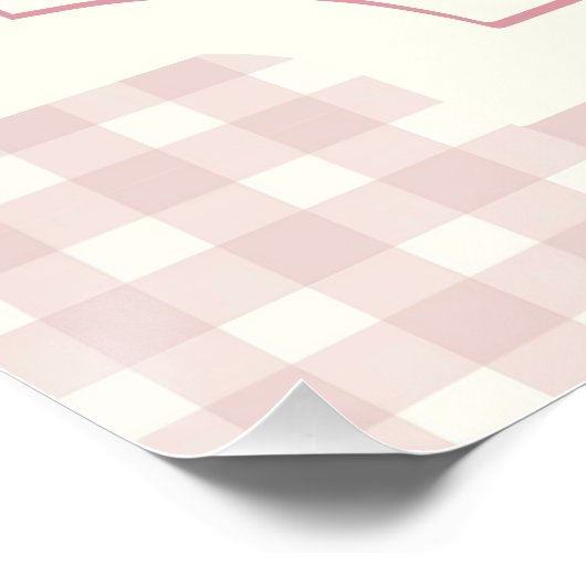 Pink Gingham mit Bow Baby Dusche Poster (Ecke)