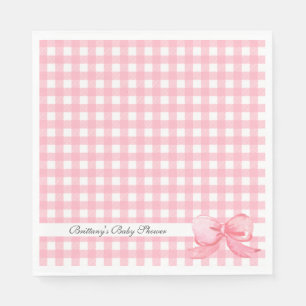 Pink Gingham mit Bow Baby Showroom Napkins Serviette