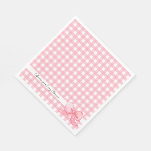 Pink Gingham mit Bow Baby Showroom Napkins Serviette (Ecke)