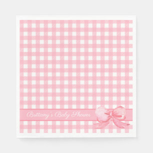 Pink Gingham mit Bow Baby Showroom Napkins Serviette