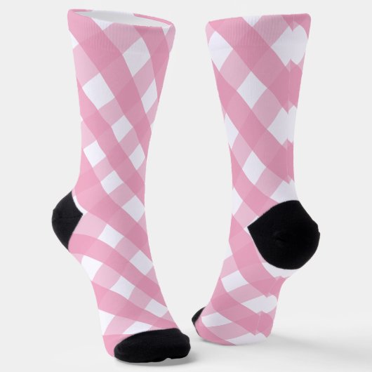 Pink Gingham Mit Monogramm Pattern Socken (Gewinkelt)
