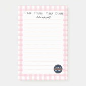 Pink Gingham Mitzvah Note Post-it Klebezettel (Vorderseite)