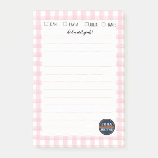 Pink Gingham Mitzvah Note Post-it Klebezettel
