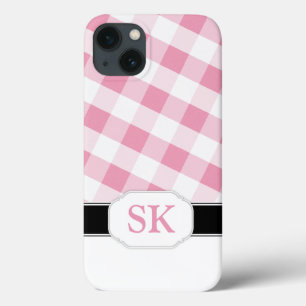 Pink Gingham Monogram Case-Mate iPad 2/3/4 iPhone Hülle
