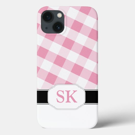 Pink Gingham Monogram Case-Mate iPad 2/3/4 iPhone Hülle (Rückseite)