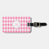Pink Gingham Monogram Gepäckanhänger (Vorderseite horizontal)