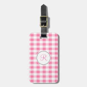 Pink Gingham Monogram Gepäckanhänger