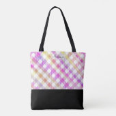 Pink-Gingham-Muster mit Monogramm Tasche (Rückseite)