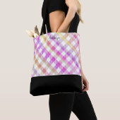 Pink-Gingham-Muster mit Monogramm Tasche (Von Nahem)