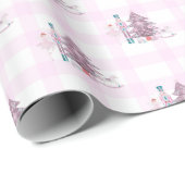 Pink Gingham Nutcracker Weihnachtswrapping Papier Geschenkpapier (Rolleneckpunkt)