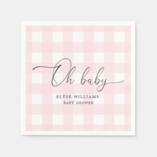 Pink Gingham Oh Baby Paper Napkin Serviette
