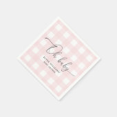 Pink Gingham Oh Baby Paper Napkin Serviette (Ecke)