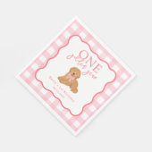 Pink Gingham One Golden Year Doodle Puppy Serviette (Ecke)