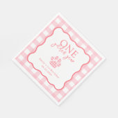 Pink Gingham One Golden Year Girls First Birthday Serviette (Ecke)