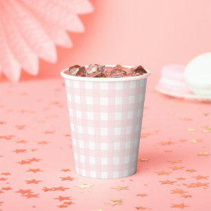 Pink Gingham Paper Cup Pappbecher