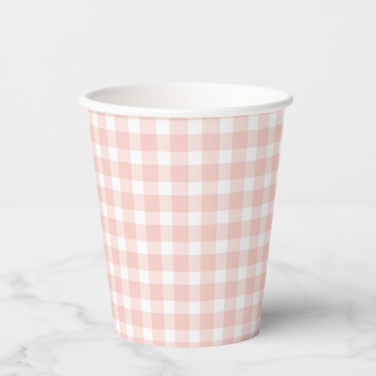 Pink Gingham Paper Cups Pappbecher (Vorderseite)