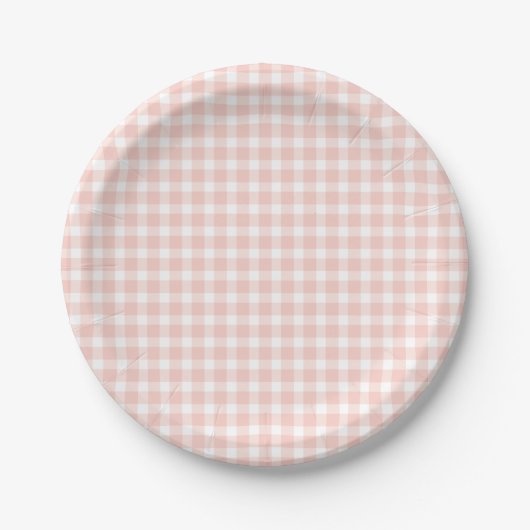 Pink Gingham Paper Plates Pappteller (Vorderseite)