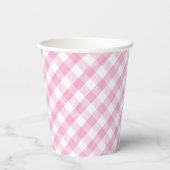 Pink Gingham Pappbecher (Rückseite)