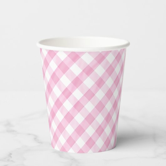 Pink Gingham Pappbecher (Rückseite)