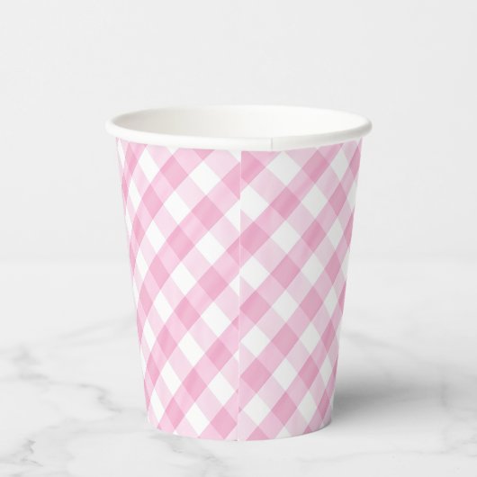 Pink Gingham Pappbecher (Rechts)