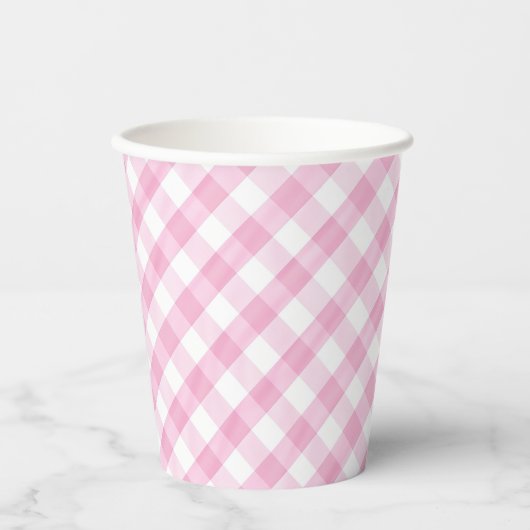 Pink Gingham Pappbecher (Vorderseite)