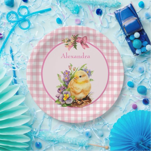 Pink Gingham Pappteller (Party)