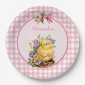 Pink Gingham Pappteller (Vorderseite)